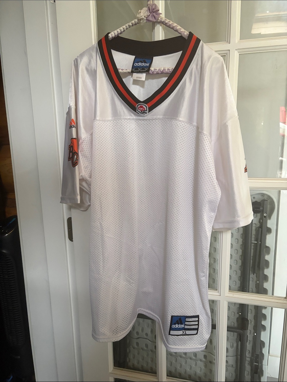 adidas Men’s White BC Lions Football Jersey with Black & Orange Trim